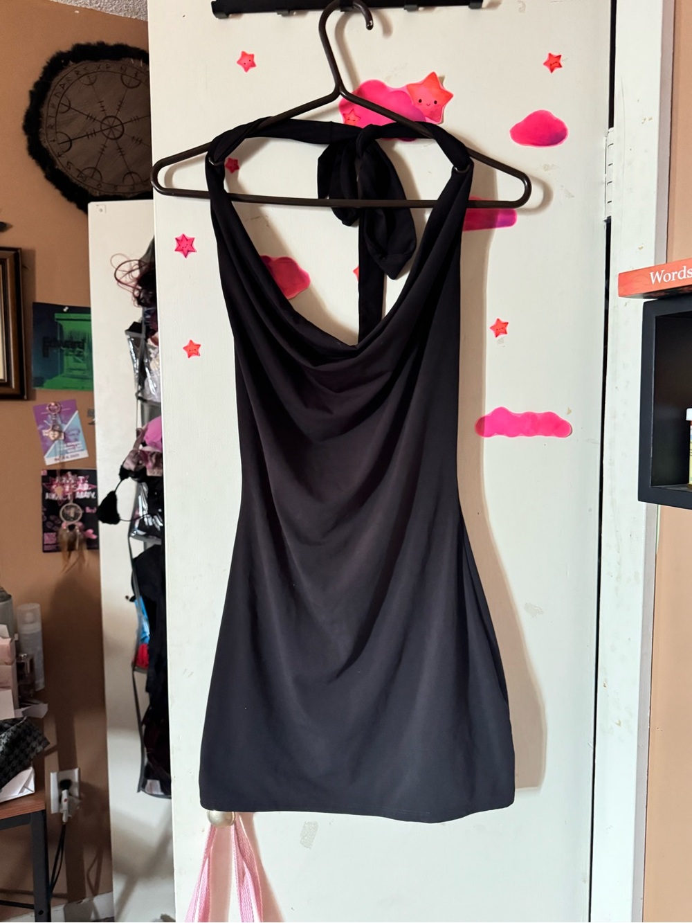 Garage Black Halter Cowl Neck Women's Top